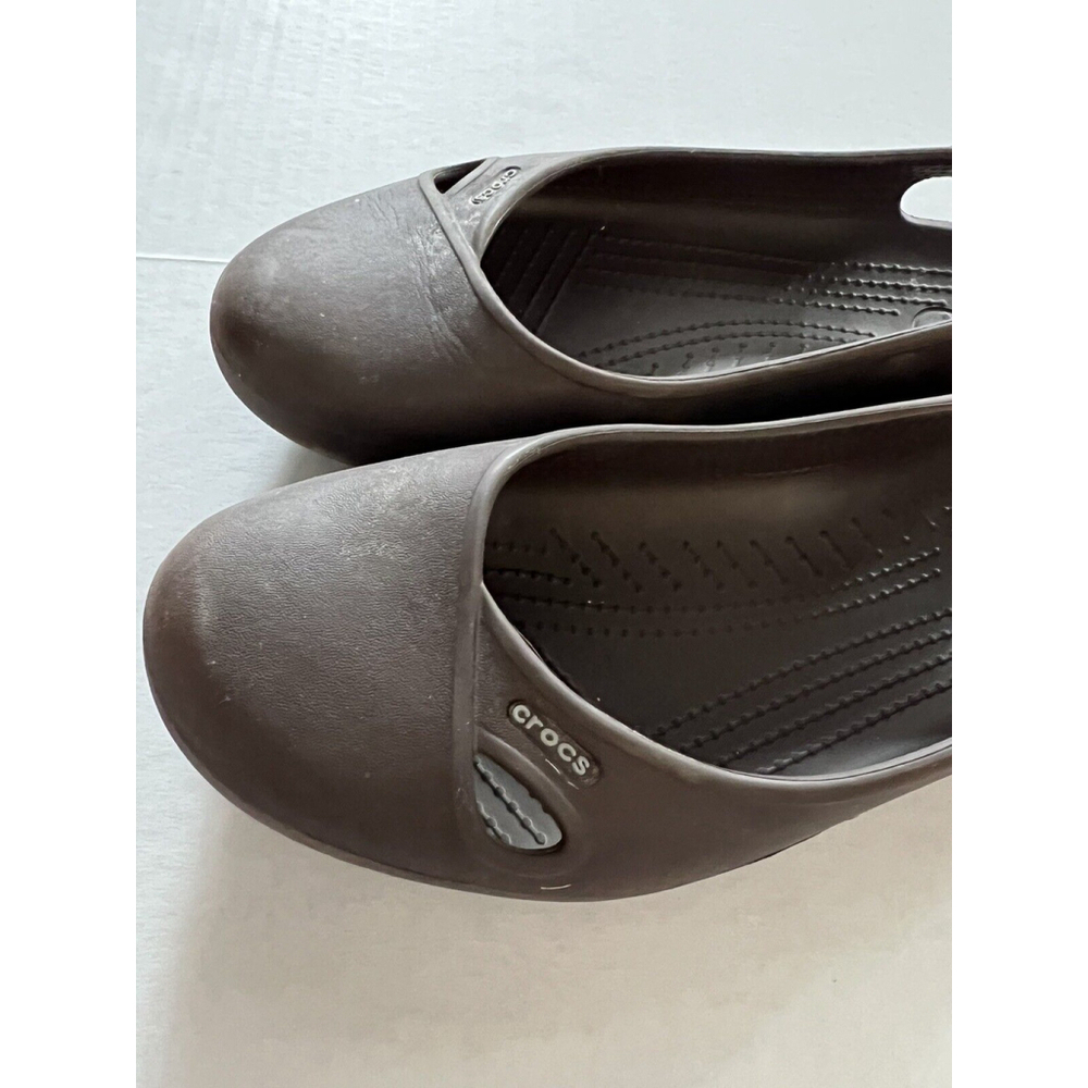 Crocs Olivia Sandal Womens 9M Rhinestone Slingback Ballet Flats Comfort Brown - Picture 3 of 7